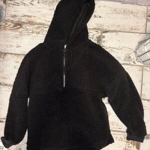 PINK Victoria's Secret Black Sherpa Half-Zip Hoodie Jacket